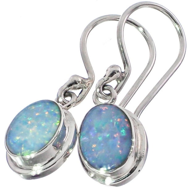 Small Oval Australian Opal Sterling Silver 925 Stud Earrings 3 x 5 mm